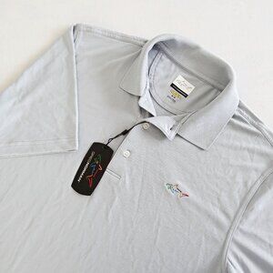 GREG NORMAN Men's M Play Dry Performance Golf Polo Shirt Gray Shark Logo NWT